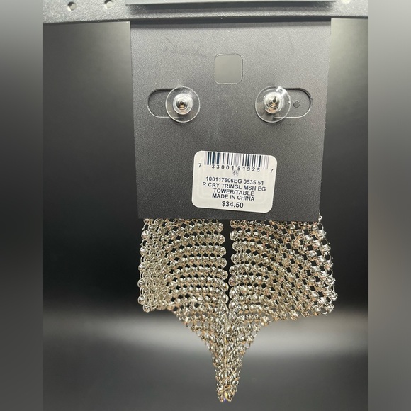 NWT- Thalia Sodi Rhinestone Crystal Triangle Mesh Post Dangle Statement Earring - Picture 5 of 7